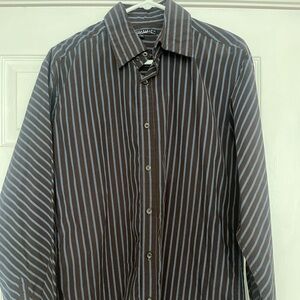 U.S. Expedition Men’s Button Down Brown Blue Striped Shirt M